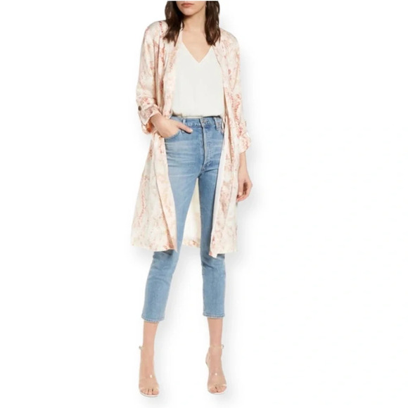 🌟NEW Cupcakes And Cashmere Beige Neptune Snakeprint Satin Trench Coat Size XS - Picture 12 of 12